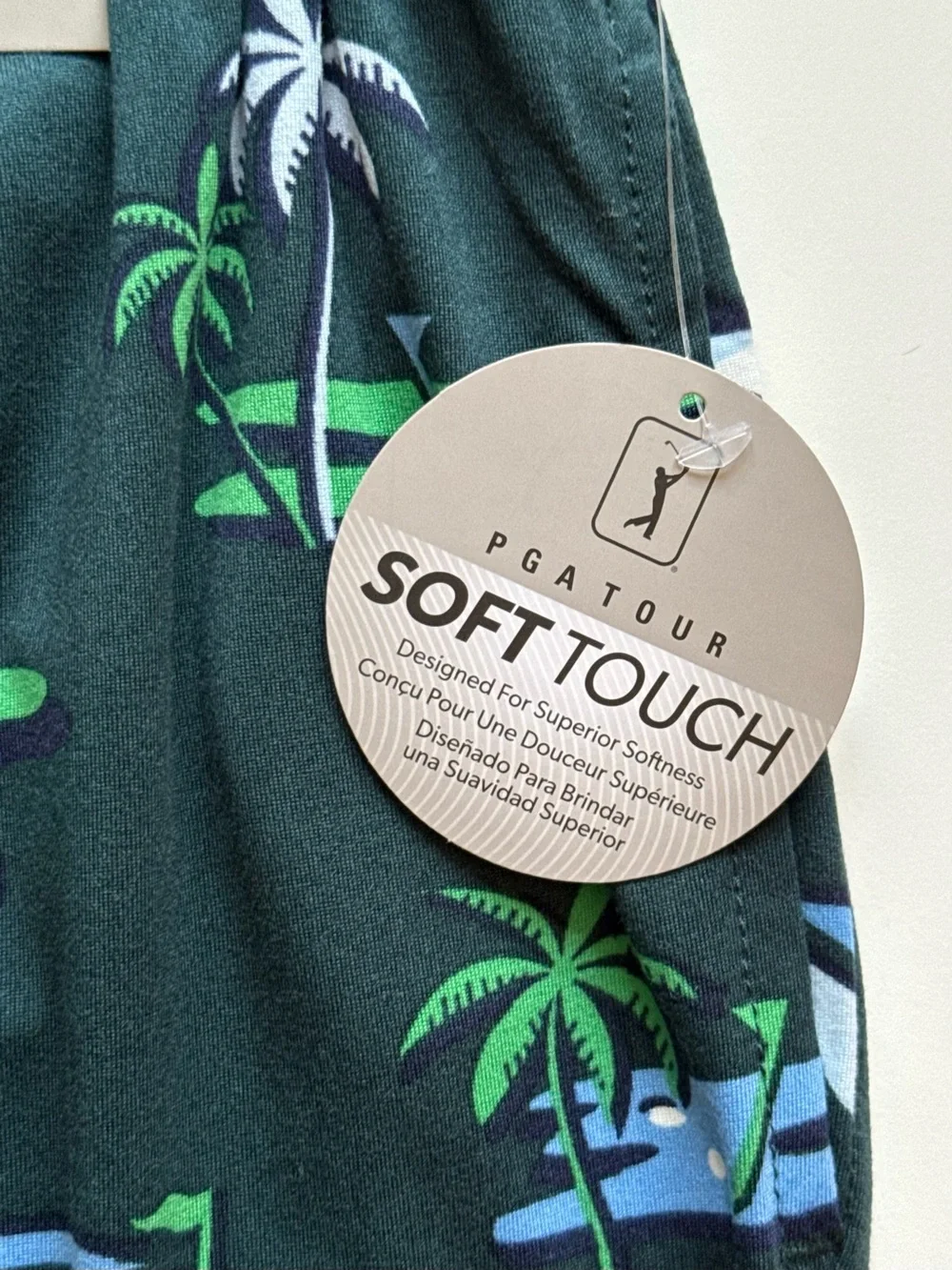 PGA TOUR Sleepwear Mens Soft Touch Beach Golf Course Jersey Pants, June Bug - S